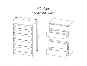 Комод Мори МК700.5 с 5 ящиками Белый в Магнитогорске - magnitogorsk.magazinmebel.ru | фото - изображение 2